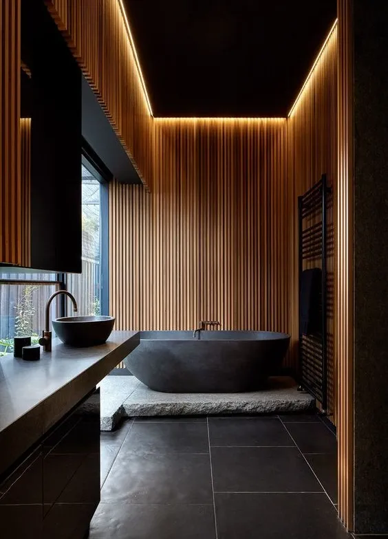 A spa-like bathroom with calming design