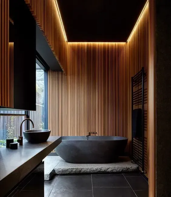 A spa-like bathroom with calming design