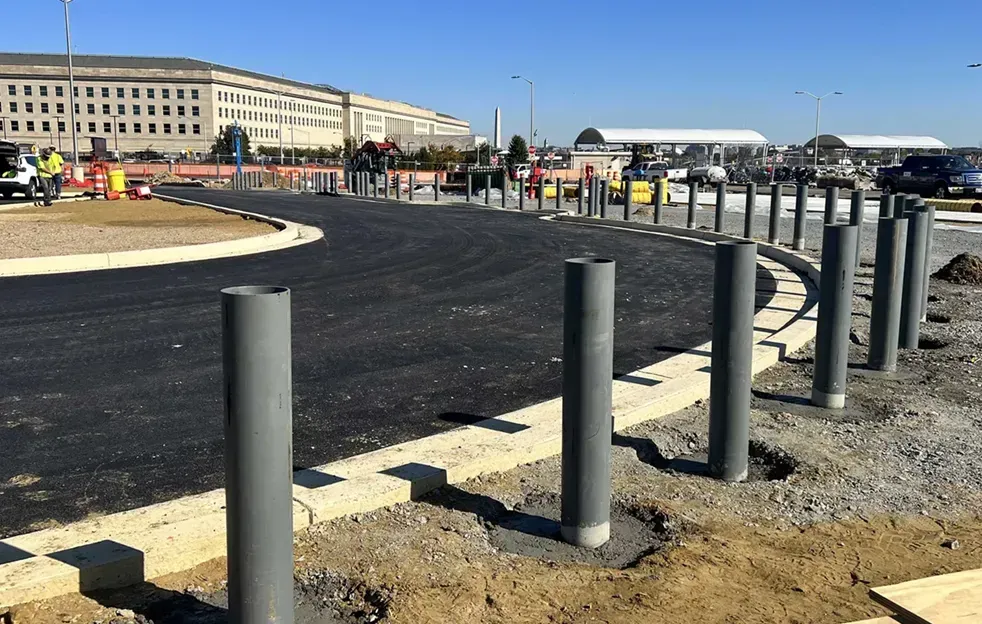 Bollard installation work on a Cape Town commercial site